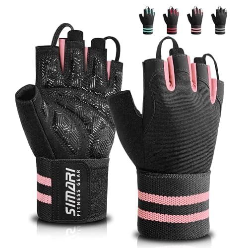 SIMARI Workout Gym Gloves for Men Women, Weight Lifting Gloves with Wrist Wrap Support, SBR Pad Grip for Full Palm Protection, for Exercise, Fitness, Dumbbells, Barbell, Climbing, Fingerless