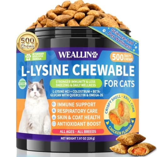 Lysine For Cats, L-Lysine For Cats Chews & Treats, Immune Support, 500 Ct