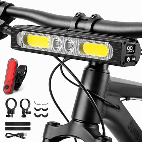 TioyFiuy Bike Lights for Night Riding, 1200 Lumens Aluminum High & Low Beam Bicycle Lights, 8+3 Modes USB-C Rechargeable IPX6 Waterproof Ebike Headlight with Taillight for MTB, Off-Road & City Riding