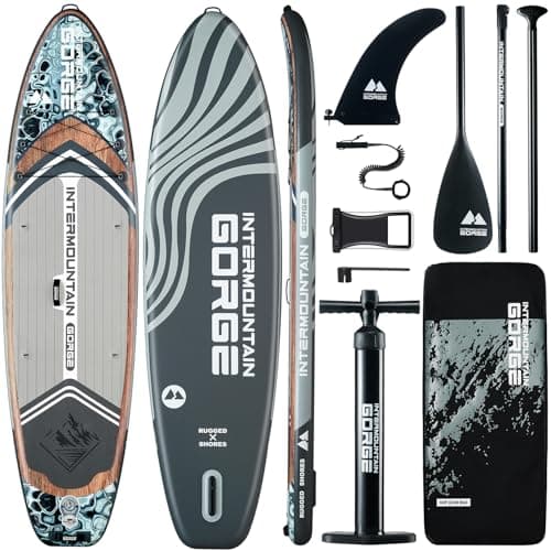 11'x34 Ultra Wide Inflatable Paddle Board, Stand Up Paddle Board &420lb Capacity for All Skill, Paddle Board for Yoga/Family, EVA Deck, US Fin, 100L Bag, High-Pressure Pump, Safety Leash