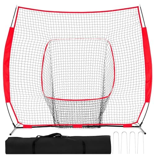 NEWBULIG 7x7ft Baseball Softball Net, Practice Pitching, Batting, and Hitting Nets Including Portable Bag, for Players of All Skill Levels Practice