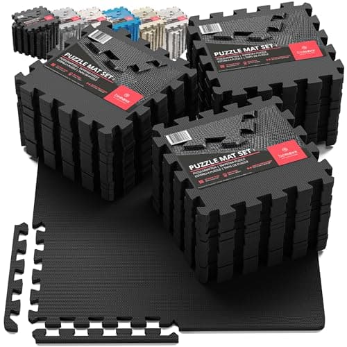 bemaxx Gym Mats Set - 54 pcs EVA Interlocking Foam Floor Tiles (12.6"x12.6"x0.4") 54sqft Protective Gym Flooring Sports Home Workout Exercise Mats Puzzle Garage Fitness Play-Room Pool Treadmill Bike