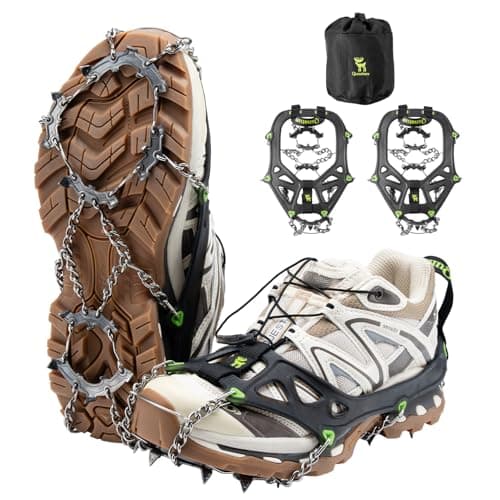 QUNATURE Crampons Ice Cleats for Shoes and Boots Ice Cleats Traction Snow Grips Men Women 22 Anti Slip Stainless Steel Spikes for Hiking Climbing Walking Fishing Mountaineering Jogging M