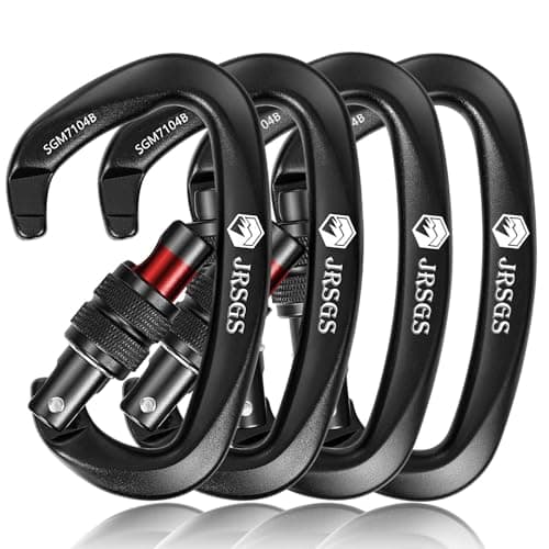 JRSGS 25KN Locking Climbing Carabiner Clips, UlAA Certified Rock Climbing Carabiner,Heavy Duty Carabiners Equipment,Large Size Carabiner for Climbing, Rappelling,Hunting and Rescue