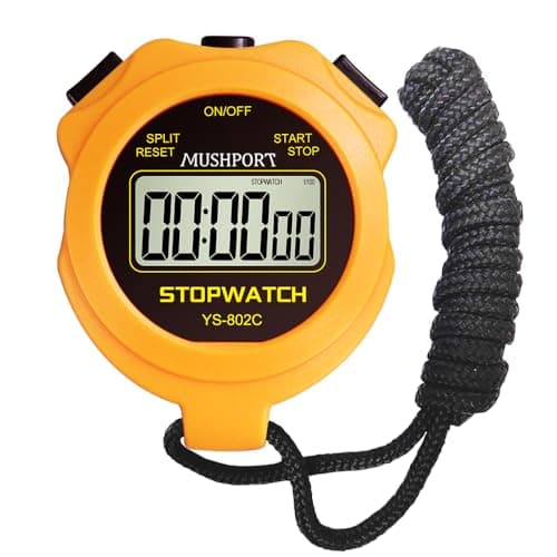 MUSHPORT Stopwatch Timer Only Stopwatch Mode, ON/Off Silent Large Display Simple Operation, Without Clock Date Countdown, Digital Stop Watch for Sports Kids Coaches, Orange