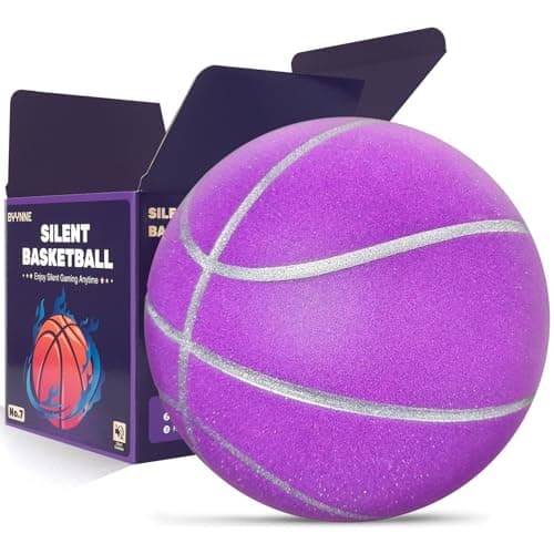 BYYNNE Silent Basketball Size 7 (29.5") – Noiseless Indoor Basketball for Quiet Dribbling and Indoor Training, Pro Grooved Airless PU Foam Basketball – Real Feel Higher Bounce Quieter (Purple)