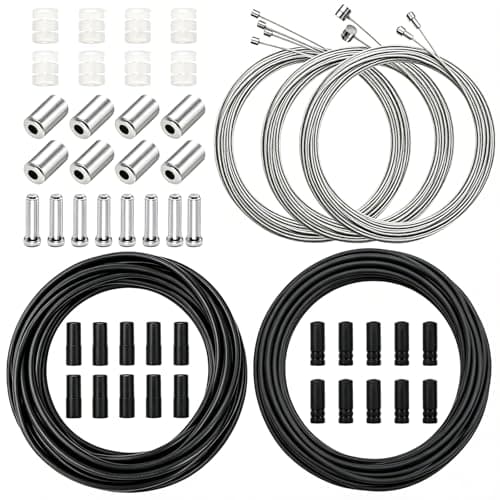 mankk Universal Bicycle Brake Cable and Shift Cable,Bicycle Shift Derailleur Cable & Brake Cable Housing Kit with Brake Cable End Caps and O-Rings for Mountain Road Bike Repair