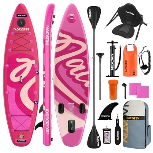 NACATIN Inflatable Stand Up Paddle Board,10'6"Upgrade Version Blow Up Paddle Boards for Adults with Premium SUP Accessories& Backpack,Adjustable Paddle,Camera Mount,Hand Pump, for Lake, River, Yoga