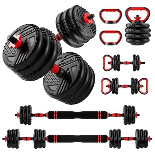 Adjustable Dumbbell Set, 10/20/30/45/70/90lbs, 5 in 5 Multi-Function Dumbbells Set Converts to Barbell & Kettlebell, Weight Set for Home Gym Workout, Suitable for Men/Women Strength Training