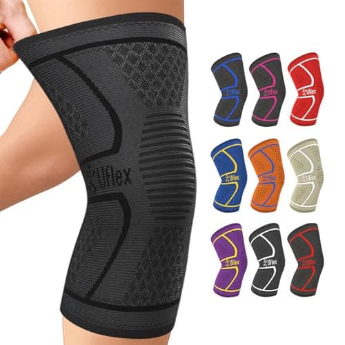 UFlex Athletics Knee Brace for Men and Women Knee Compression Sleeve Support Wraps for Arthritis Joint Pain Relief, Workout, Swelling, Sports, Circulation, Running, Recovery for ACL & Meniscus Tear Large Black