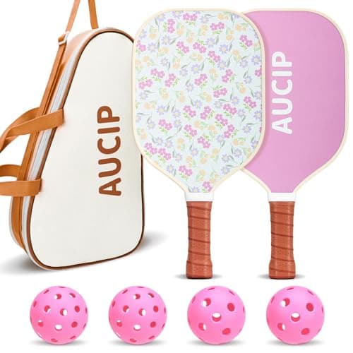 Pickleball Paddles, USAPA Approved Cute Pickleball Paddles Set of 2, Polypropylene Honeycomb Core, Fiberglass Pickleball Set with 2 Pickleball Rackets, 4 Pickleballs, 1 Bag for Women