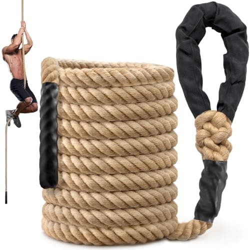 Climbing Rope Gym Workout - 25FT Heavy Duty Jute Thick Ropes for Adults Strength Training Outdoor Tree Swing Indoor Home Fitness Exercise - 1.5 Inch