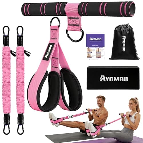Multifunction Pedal Resistance Band with Handle, 2 Tube Adjustable Resistance Device, Sit Up Exercise Equipment for Abdomen, Waist, Arm, Core/ABS, Leg, Home Gym Yoga Pilates for Women Workout