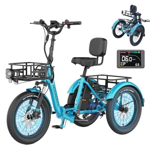 MOONCOOL Electric Trike for Adults, 750W 48V Electric Tricycle for Adults, 20"x3.0" Fat Tire 3 Wheel Electric Bike, Folding Aluminum Adult Tricycle with Removable Battery