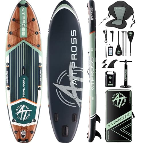 ATPROSS 11'6"x35" Inflatable Paddle Board, 450lbs Extra Wide Stand Up Paddleboard for Adults with Premium SUP Accessories Kit & Backpack, Blow Up Kayak Non-Slip Stable Deck Boat for Yoga Fishing Surf