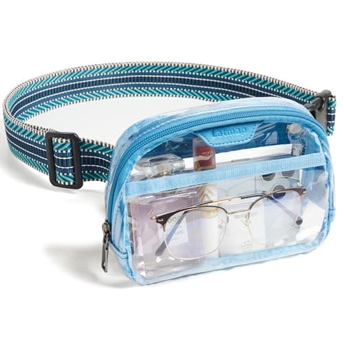 LATMAP 2L Clear Fanny Pack Stadium Approved, Clear Bag for Stadium Events Crossbody Belt Bag Purse for Sports-Blue