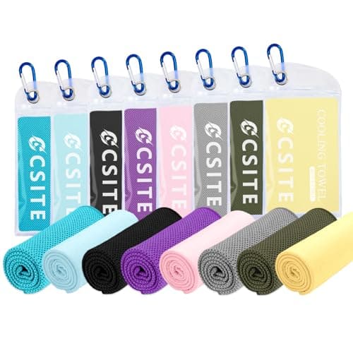 CSITE 8 Pack (47"x12") Cooling Towels for Neck and Face Bulk, Ice Towel for Hot Weather, Soft Breathable Chilly Gym Towels, Microfiber Towel for Work Out, Yoga, Running, Camping & More Activities