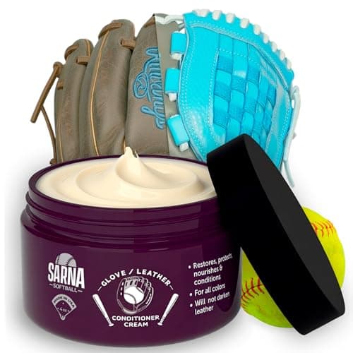 SARNA BASEBALL Softball Glove Conditioner, Cream, 4 Oz – Keep Gloves Soft & Game-Ready – Fast-Absorbing Without Darkening & Non-Greasy Care – Leather Glove Conditioner for Softball/Baseball Gear