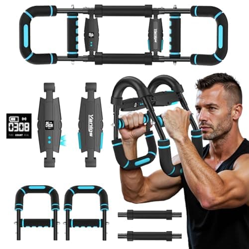 Vlangs Twister Arm Trainer for Men, Adjustable Chest Workout Equipmentwith LED Timer, Counter & Calorie Display, 27°Ergonomic Arm Exerciser for Biceps Chest, Blue Portable Home Gym Fitness