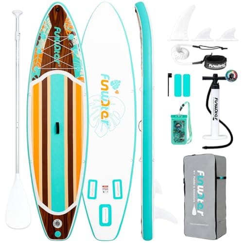 FunWater 10'6×33"×6" Inflatable Stand Up Paddle Board with Premium SUP Paddleboard Accessories, Wide Stable Anti-Slip EVA Deck,Paddle Boards for Adults & Youth of All Skill Levels