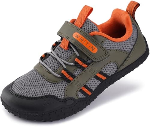 WHITIN Kids Wide Barefoot Shoes Size 4 Big Boys Flexible Sneakers Green
