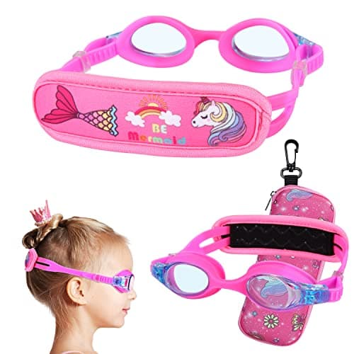 RUIGAO Kids Swim Goggles Age 2-6, Toddler Goggles No Hair Pull,UV Protection/Anti Fog/Padded HeadBand