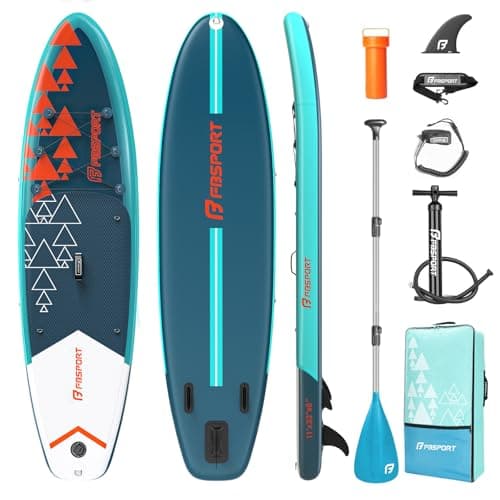 FBSPORT 11' Premium Stand Up Paddle Board, Yoga Board with SUP Accessories & Carry Bag | Wide Stance, Surf Control, Non-Slip Deck, Leash, Paddle and Pump for Youth & Adult (Dark Green)