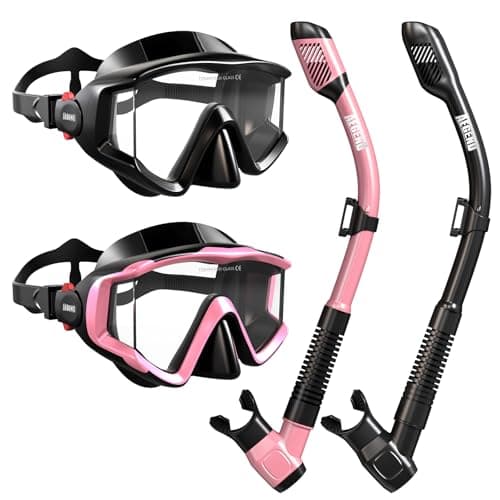 Aegend Snorkeling Gear for Adult Men Women - Snorkel Mask with Dry Top Snorkel - Anti-Fog Panoramic Wide View with Mesh Bag for Snorkeling, Swimming, Scuba Diving, Beach Vacation & Travel