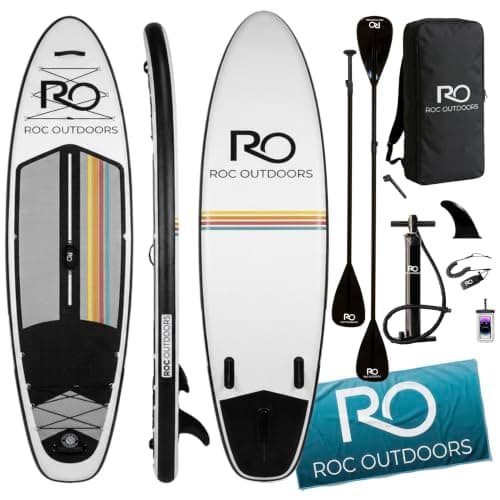 Roc Inflatable Stand Up Paddle Board 10' 6" with Premium SUP Paddle Board Accessories, Wide Stable Design, Non-Slip Comfort Deck for Youth & Adults (Eclipse)