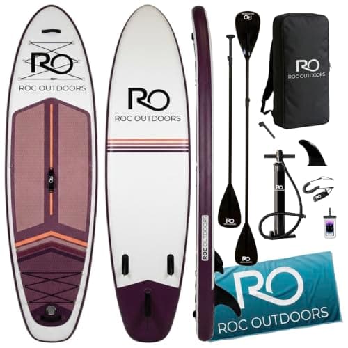 Roc Inflatable Stand Up Paddle Board 10' 6" with Premium SUP Paddle Board Accessories, Wide Stable Design, Non-Slip Comfort Deck for Youth & Adults (Vesper)