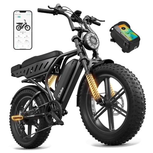 TST Electric Bike for Adults, 1500W Peak Motor 60 Miles Fat Tire E Bike with 48V 15Ah Removable Battery 20" Electric Dirt Bike with Dual Suspension, Rear Seat Cushion Set, R9 Black