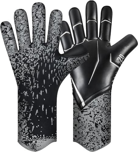 QUICARD Soccer Goalkeeper Gloves, Ultimate Grip Football Goalie Gloves with Size 6/7/8/9/10, Strong Receiver, American Football for Men, Boys, Youth, Adult, Kids and Small Hands (Black, 8)