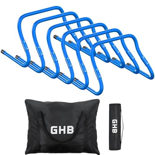 GHB Agility Hurdles Adjustable 8.3"&12.6" Speed Training Equipment Set (Blue 6 Pack)