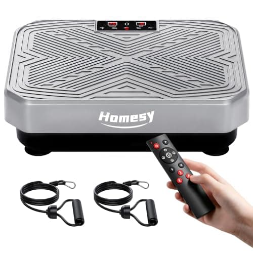 Homesy Vibration Plate Exercise Machine, Full Body Workout Equipment Fitness Platform for Weight Loss, Lymphatic Drainage & Fat Burning Adjustable Mode Sport Gym Shake Plate for Women Men, Gray
