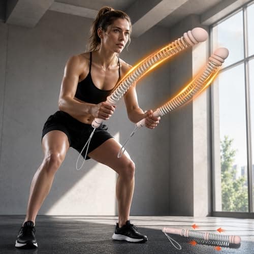 Weighted Ropeless Battle Ropes (2-Pack), Adjustable Resistance and Portable Cordless Battle Ropes for Home Gym with Non Slip Handle, HIIT and Low-Impact Aerobic Training for Men & Women (Pink)