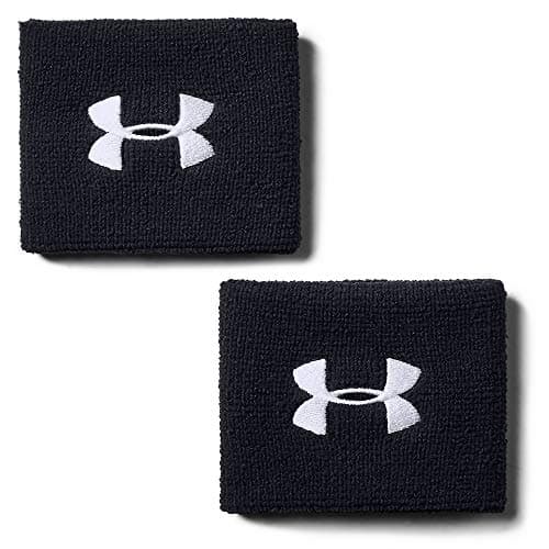 Under Armour Men's 3-inch Performance Wristband 2-Pack, Black (001)/White, One Size Fits All