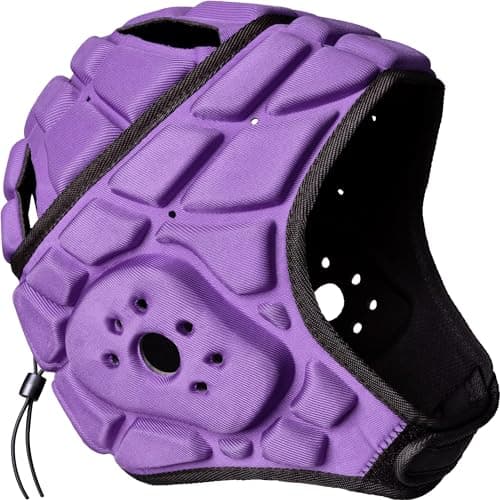 COOLOMG Soft Shell Flag Football Helmet 7v7 Rugby Helmet Scrum Cap Soccer Padded Headgear Adjustable Head Protector for Adults Purple