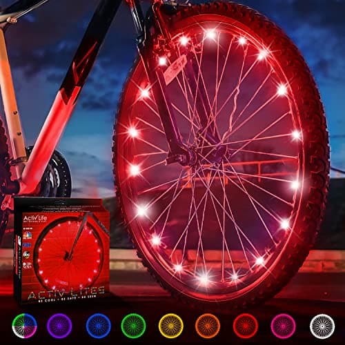 Activ Life LED Bike Wheel Lights with Batteries Included, Get 100% Brighter and Visible from All Angles for Ultimate Safety & Style (1 Tire Pack, Red)