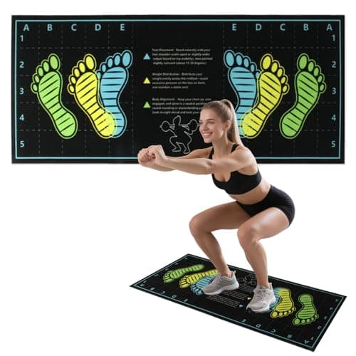 Workout Squat Pad with Foot Position, Non-Slip & Stabilizing Squat Mat, 31'' X 13.6'' Gym Pad for Squats, Leg Training and Lunges, Portable Mat is the Ideal for Fitness Enthusiasts (Black)
