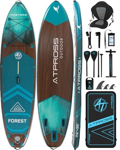 ATPROSS 11'6"x35" Inflatable Paddle Board, 450lbs Extra Wide Stand Up Paddleboard for Adults with Premium SUP Accessories Kit & Backpack, Blow Up Kayak Non-Slip Stable Deck Boat for Yoga Fishing Surf
