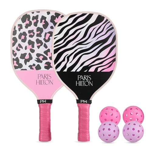 Paris Hilton - Pickleball Set 2-Player, Wooden Paddles, Precision Balls