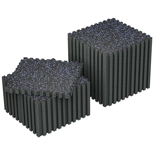 SUPERJARE 1" Extra-Thick Rubber Top Exercise Mat, Puzzle Gym Flooring for Home Gym, Gym Mat for Workout Equipment, Interlocking Floor Tiles with EVA Foam, 48 Pcs 192 Sq Ft, Black/Blue