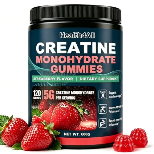 Health4All Creatine Monohydrate Gummies 5g for Men & Women, Creatine Gummy for Strength Energy & Muscle Growth Support Pre-Workout Supplement - Strawberry 120 Gummy