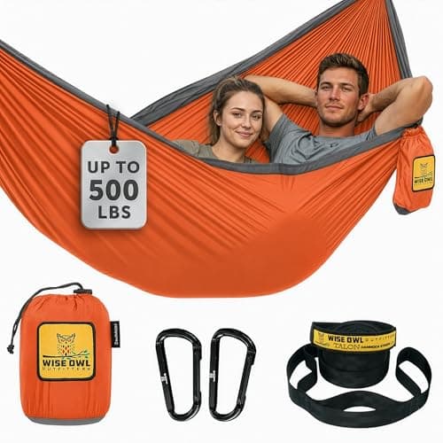 Wise Owl Outfitters Camping Hammock – 500lbs Portable Hammock with Tree Straps - Travel, Backpacking, Hiking, Outdoors Camping Gear - Double