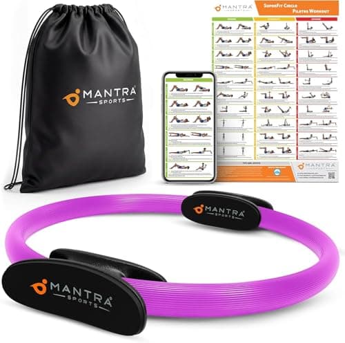 MANTRA SPORTS Pilates Ring - 13 Inch Magic Circle Pilates Ring - Toning Inner Thigh Exerciser, At-Home Yoga Equipment for Home Workouts - Thigh Master for Women, Arms & Core Toning - Deep Violet