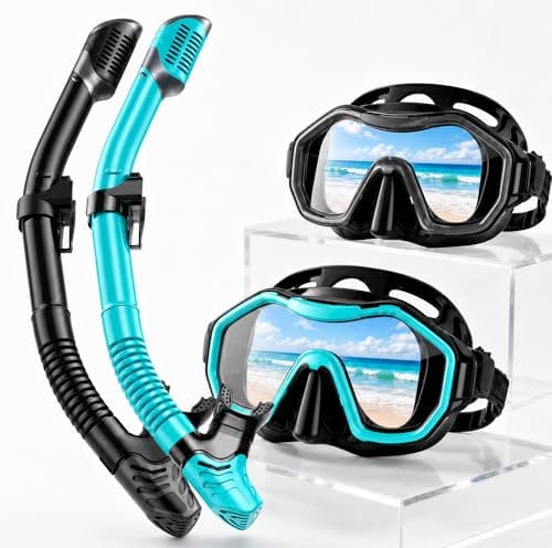 Kwambiri Snorkeling Gear for Adults Kids, Dry-Top Snorkel Set, 180°Panoramic Wide View Diving Mask Breathing Freely Snorkel Mask for Snorkeling Scuba Diving Swimming Travel