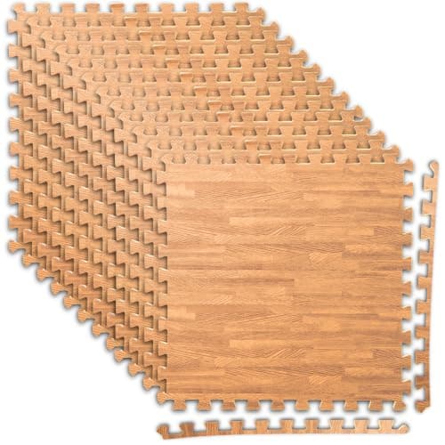 Art3d 96 Sq.Ft Eva Puzzle Exercise Mats, 24"x24" x 1/2" Thick Foam Interlocking Tiles for Flooring, Workout, Gym Equipments, Pack of 24, Teak
