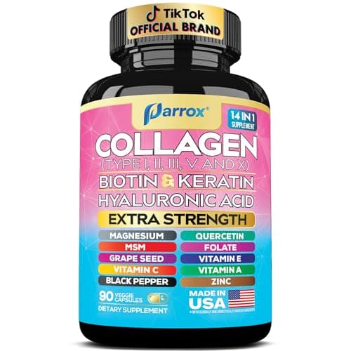 Collagen Peptides Types I, II, III, V & X, Biotin & Keratin, 90 Capsules