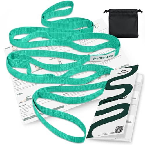Trideer Non-Elastic Stretching Strap with Loops for Physical Therapy & Rehab, Knee Hip Leg ROM Post-Surgery, Yoga Strap for Stretching, Leg Lifter Strap Mobility Aid, Hamstring Calf Back