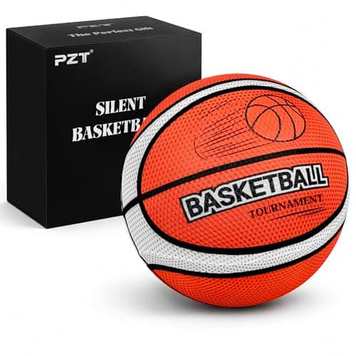 PZT Silent Basketball Size 7 with Fabric Cover, 600g Airless Basketball for Quiet Dribbling and Indoor Training, Pro PU Foam Ball for Adults and Children, Ideal Gift for Birthdays or Christmas